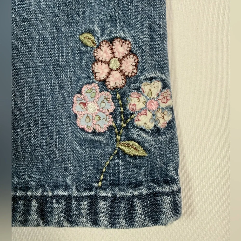VINTAGE GYMBOREE Girls 2003 Floral Embroidered Denim‎ Jeans 18-24 M Cottagecore